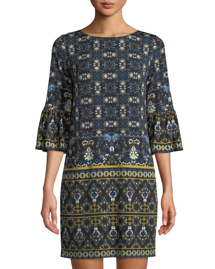 Flounce-sleeve Printed