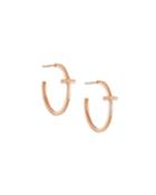 14k Rose Gold Micro Plain Bent Cross Hoop Earrings,