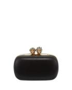 Queen & King Skull Leather Box Clutch Bag
