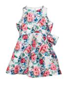 Floral Taffeta Sleeveless Dress,