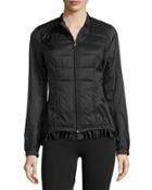 Frill-hem Puffer Jacket, Black