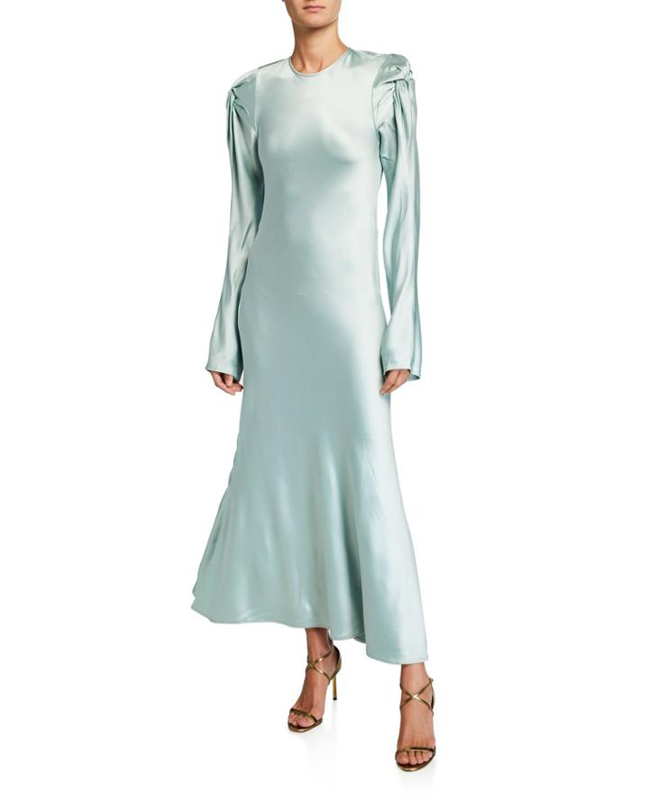 Love Me Knot Satin Long-sleeve Dress
