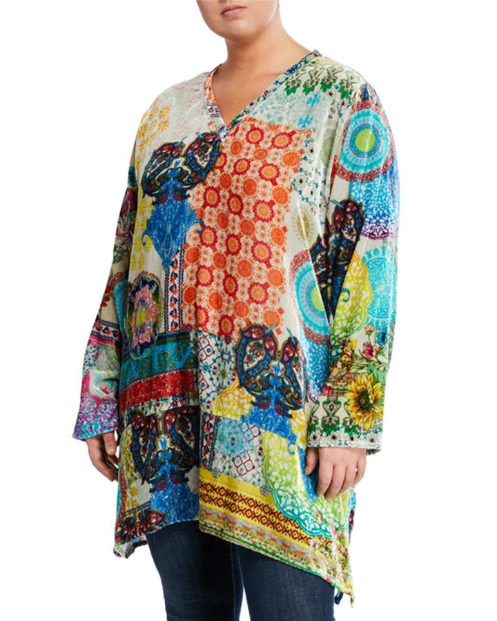 Asymmetric Velvet Long Tunic,