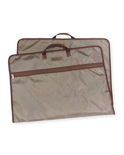 Contrast-trim Garment Bag, Olive/brown/orange