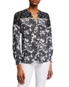 Ladder-stitch Mixed Pattern Blouse
