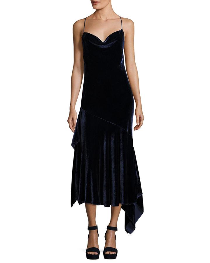 Lienne Strappy Panne Velvet Dress