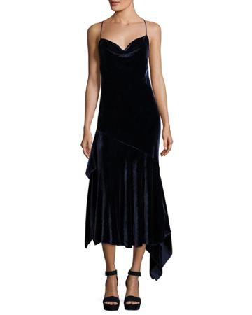 Lienne Strappy Panne Velvet Dress