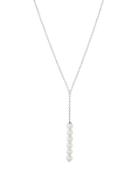 Silvertone Y-drop Six-pearl Pendant Necklace