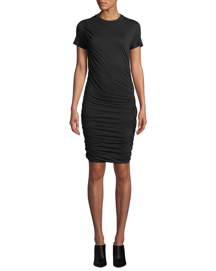 Twisted Draped Crewneck Tee Dress