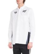 Cotton Oxford Shirt With Patchwork Hem, White/black