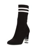 Joy Stretch-sock Booties, Black/white