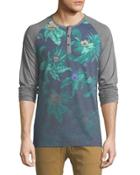 Sublimated-print Raglan Henley Tee