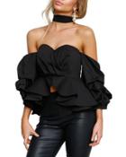 Reveal & Conceal Choker-collar Off-the-shoulder Top