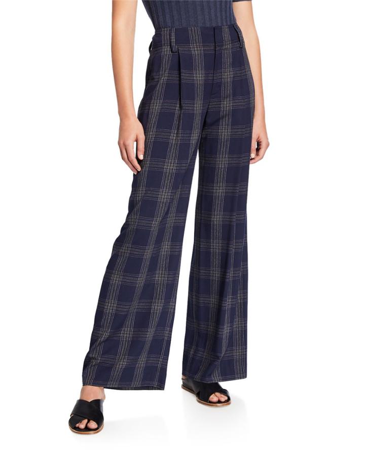 Plaid Wide-leg Pants