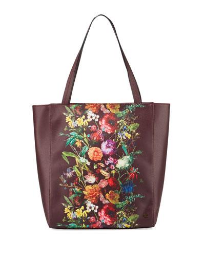 Bali Floral Faux-leather Tote Bag,