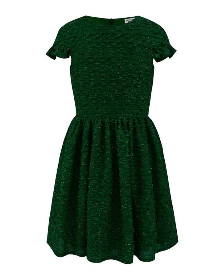 Boucle Sparkle Ruffle Cuff Dress,