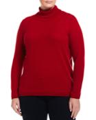 Neiman Marcus Cashmere Turtleneck Long-sleeve Sweater, Red, Women's,