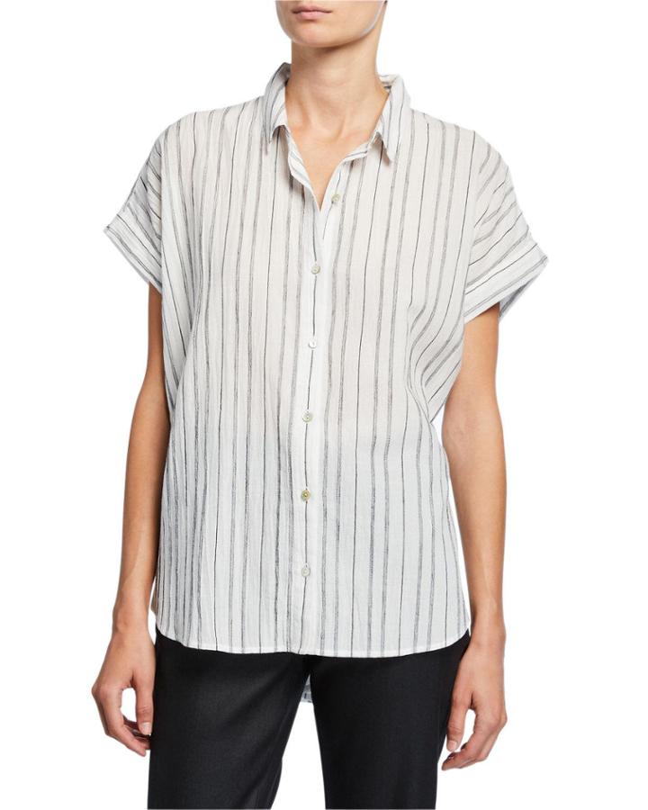 Striped Button-down Short-sleeve