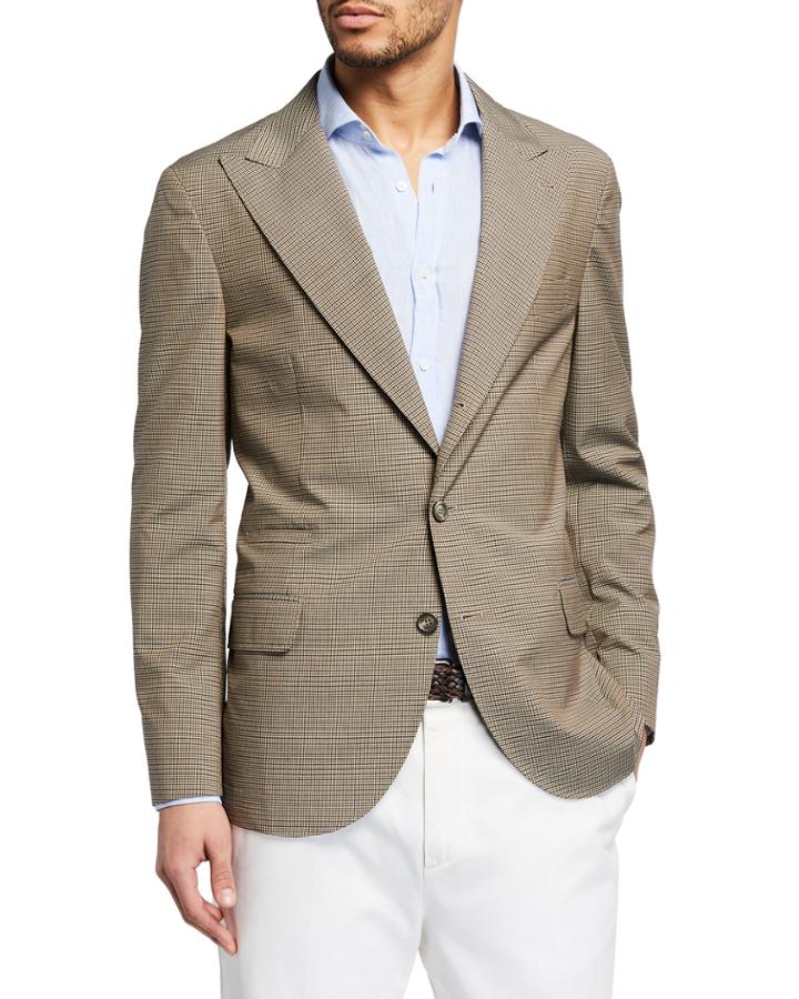 Men's Micro Plaid Wool-blend Jacket