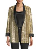 Jace Shawl-collar Oversized Sequin Tux Blazer