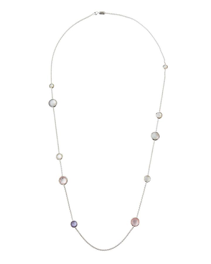 Wonderland Mixed Multi Stone Station Necklace In Primrose
