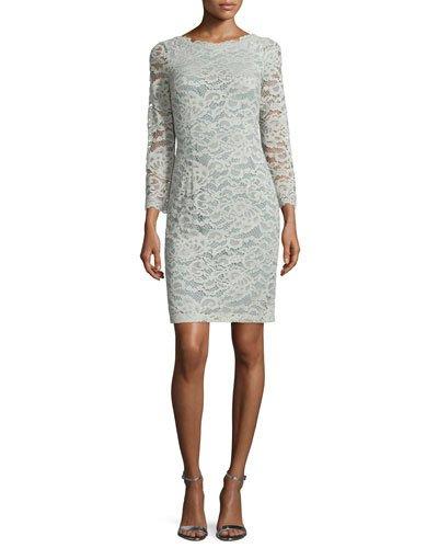 Long-sleeve Lace Sheath Dress,