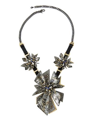 Two-tone Crystal-studded Perennial Punk Bib Necklace,