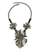 Two-tone Crystal-studded Perennial Punk Bib Necklace,