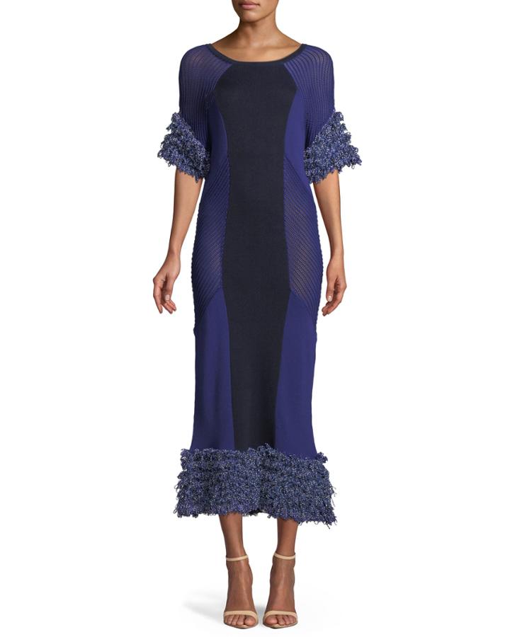 Maldini Fitted Knit Fringe Dress