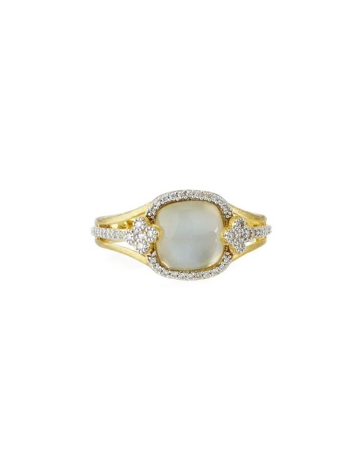 18k Provence Moonstone Cushion & Diamond Ring,
