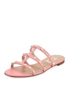 Rockstud Leather Caged Flat