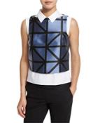 Graphic-gridded Jacquard Shell, Ice/black