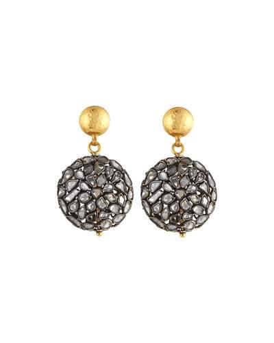 Celestial Pastiche Two-tone Diamond Slice Drop Earrings