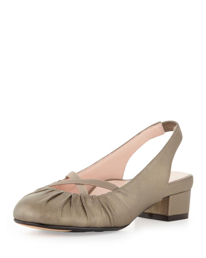 Taryn Rose Jalana Ruched Low-heel Slingback, Pink Flash, Women's, Size: 37.0b/7.0b, Quartz