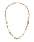 Long Golden Shaky Pearly Beaded Necklace