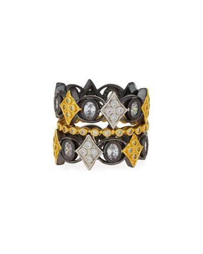 Mixed-shaped Cubic Zirconia Rings, Set Of