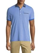 Men's Stripe Chambray-collar Shirt W/ Polo Pocket