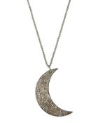 Pave Champagne Diamond Moon Pendant Necklace,
