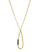 24k Glow Pendant Necklace W/ Black Diamond Beads