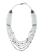 Aquamarine & Iolite Beaded Necklace W/ Black