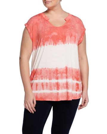 Cap-sleeve Tie-dye Top, White/coral, Women's