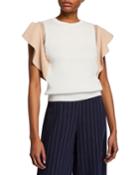 Metallic Colorblock Wing-sleeve Blouse