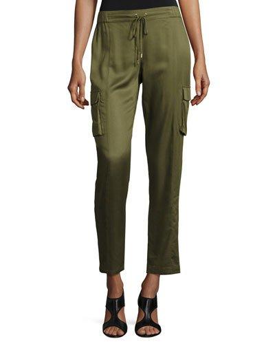 Luxe Drawstring Cargo Pants, Olive