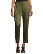 Luxe Drawstring Cargo Pants, Olive