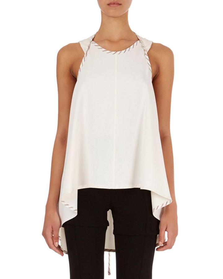 Wrap-detail Top With High-low Hem