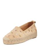 Adria Embroidered Slip-on Espadrille Flat, Camel