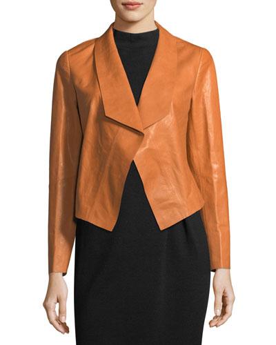 Leah Glazed Leather Cropped Jacket