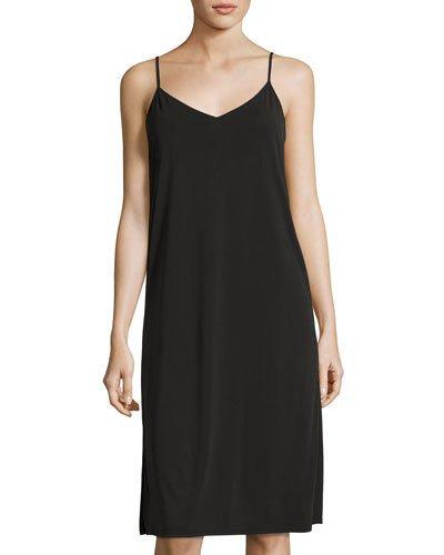Ladder-back Jersey Slip Dress, Charcoal