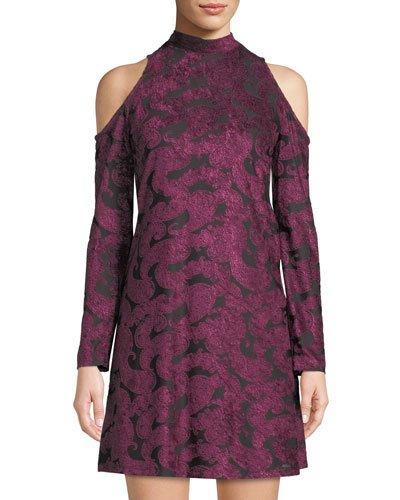 Mock-neck Velvet Devore Dress