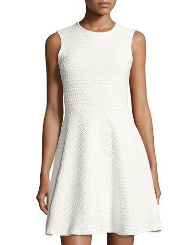 Karen Textured-knit Dress, White